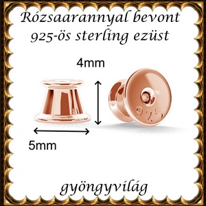 925-ös sterling ezüst ékszerkellék: fülbevalóalap bedugós EFK B 51rg vég - kellékek & szerszámok - gyöngyfűzés kellékek - egyéb alkatrész - Meska.hu