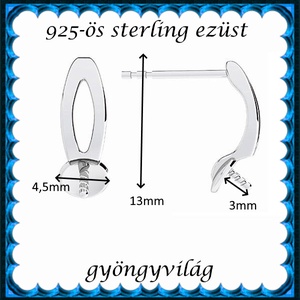 925-ös sterling ezüst ékszerkellék: fülbevaló kapocs, bedugós EFK B 59e - kellékek & szerszámok - ékszerkellék - fülbevaló kapocs - Meska.hu