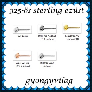 925-ös sterling ezüst ékszerkellék: fülbevaló kapocs, bedugós EFK B 12-3g - gyöngy, ékszerkellék - egyéb alkatrész - Meska.hu
