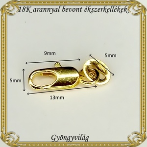 18K arannyal bevont ékszerkellék: lánckapocs ABLK 01-9 - gyöngy, ékszerkellék - egyéb alkatrész - Meska.hu