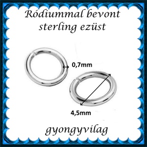 925-ös sterling ezüst ékszerkellék: karika nyitott ESZK NY 4,5x0,7 mm RH 2db/csomag - kellékek & szerszámok - gyöngyfűzés kellékek - szerelőkarika - Meska.hu