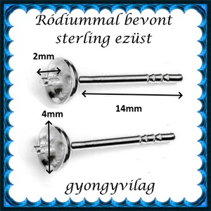 925-ös sterling ezüst ékszerkellék: fülbevaló kapocs, bedugós EFK B 12-4R - kellékek & szerszámok - ékszerkellék - fülbevaló kapocs - Meska.hu