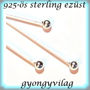925-ös sterling ezüst ékszerkellék: szerelőpálca gömb végű ESZP G 38x0,5 3db/ csomag - gyöngy, ékszerkellék - egyéb alkatrész - Meska.hu