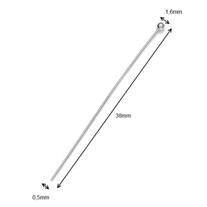 925-ös sterling ezüst ékszerkellék: szerelőpálca gömb végű ESZP G 38x0,5 2db/ csomag, Kellékek & szerszámok, Gyöngyfűzés kellékek, Egyéb alkatrész, Ékszerkészítés, Ékszerkészítés, MESKA