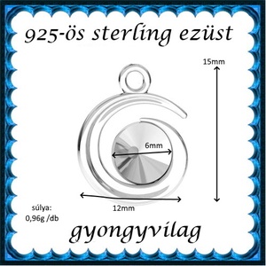 925-ös sterling ezüst ékszerkellék: medál / pandora / fityegő EMTÉ23 - kellékek & szerszámok - gyöngyfűzés kellékek - cabochon - Meska.hu