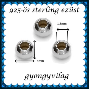 925-ös sterling ezüst ékszerkellék: köztes/gyöngy/díszitőelem EKÖ 10-4 3db/csomag - kellékek & szerszámok - gyöngyfűzés kellékek - fém köztesek - Meska.hu