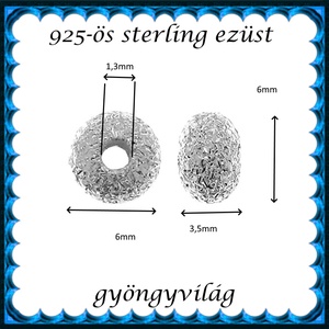 925-ös sterling ezüst ékszerkellék: köztes / gyöngy / dísz EKÖ 102  - kellékek & szerszámok - gyöngyfűzés kellékek - fém köztesek - Meska.hu