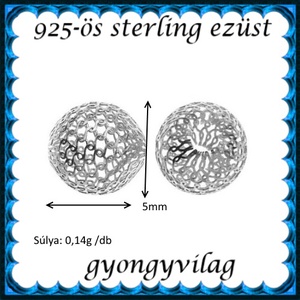 925-ös sterling ezüst ékszerkellék: köztes / gyöngy / dísz EKÖ 26-5 2db/cs - kellékek & szerszámok - gyöngyfűzés kellékek - fém köztesek - Meska.hu