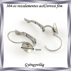 304 Nemes acél ékszerkellék: fülbevaló alap NAFK 07-5 1pár/cs - gyöngy, ékszerkellék - egyéb alkatrész - Meska.hu
