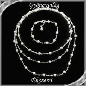 Esküvői, menyasszonyi, alkalmi ékszer szett,  SSZEB-TE11 123-19,5, Esküvő, Ékszer, Ékszerszett, Ékszerkészítés, Gyöngyfűzés, gyöngyhímzés, Meska