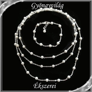 Esküvői, menyasszonyi, alkalmi ékszer szett,  SSZEB-TE11 123-19,5, Esküvő, Ékszer, Ékszerszett, Ékszerkészítés, Gyöngyfűzés, gyöngyhímzés, MESKA