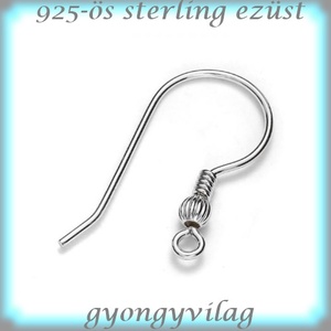 925-ös sterling ezüst ékszerkellék: fülbevaló kapocs, akasztós EFK A 65-2 - gyöngy, ékszerkellék - egyéb alkatrész - Meska.hu