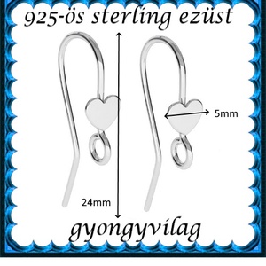  925-ös sterling ezüst ékszerkellék: fülbevalóalap akasztós EFK A 98 - kellékek & szerszámok - gyöngyfűzés kellékek - egyéb alkatrész - Meska.hu