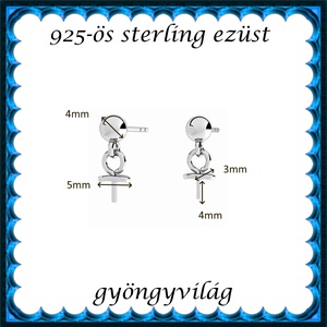 925-ös sterling ezüst ékszerkellék: fülbevalóalap bedugós EFK B 61 - kellékek & szerszámok - ékszerkellék - fülbevaló alap - Meska.hu