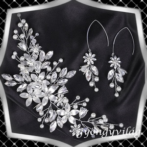 Ékszerek-hajdíszek, hajcsatok: Esküvői, menyasszonyi, alkalmi hajdísz -fülbevaló szett ES-SZHF02 - esküvő - hajdísz - fésűs hajdísz - Meska.hu