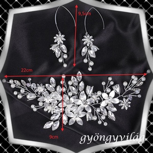 Ékszerek-hajdíszek, hajcsatok: Esküvői, menyasszonyi, alkalmi hajdísz -fülbevaló szett ES-SZHF02 - esküvő - hajdísz - fésűs hajdísz - Meska.hu