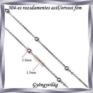 304 Nemes acél ékszerkellék: lánc méterben NALM 03e, Kellékek & szerszámok, Gyöngyfűzés kellékek, Egyéb alkatrész, Ékszerkészítés, Mindenmás, Ékszerkészítés, MESKA