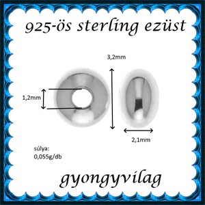 925-ös sterling ezüst ékszerkellék: köztes/gyöngy/díszitőelem EKÖ 09-3  4db/csomag - kellékek & szerszámok - gyöngyfűzés kellékek - fém köztesek - Meska.hu