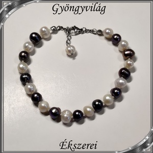 Édesvizi igazgyöngy nyaklánc-karkötő szett, nemesacél kapoccsal SSZ-NA-IG02  - ékszer - ékszerszett - Meska.hu