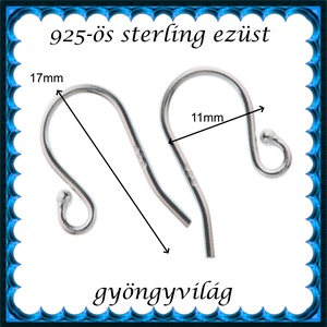  925-ös sterling ezüst ékszerkellék: fülbevalóalap akasztós EFK A 01-4 - kellékek & szerszámok - ékszerkellék - fülbevaló alap - Meska.hu
