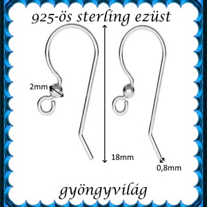 925-ös sterling ezüst ékszerkellék: fülbevaló kapocs, akasztós EFK A 99 - kellékek & szerszámok - ékszerkellék - fülbevaló kapocs - Meska.hu