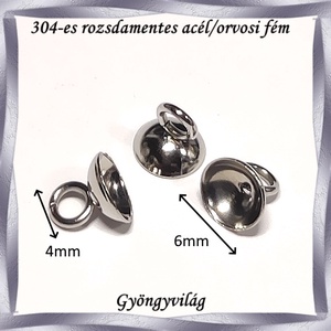 304 Nemes acél ékszerkellék: medálkapocs NAMK 03-6 2db/cs - kellékek & szerszámok - ékszerkellék - medáltartó, medálkapocs - Meska.hu