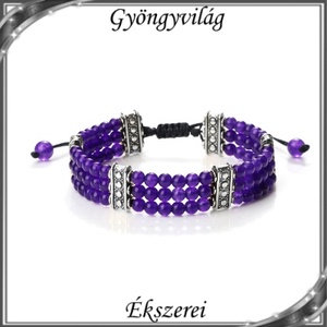 Ásvány  karkötő SKEB-ÁS05-09 Purple Chalcedony, Ékszer, Karkötő, Gyöngyös karkötő, Ékszerkészítés, Gyöngyfűzés, gyöngyhímzés, MESKA