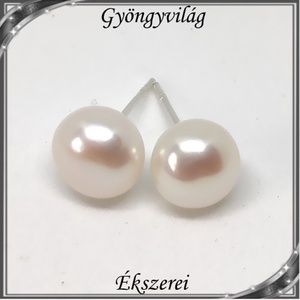 Fülbevalók: igazgyöngy , 925-ös sterling ezüst SFE-IGY02-11 - ékszer - fülbevaló - pötty fülbevaló - Meska.hu