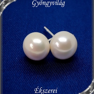 Fülbevalók: igazgyöngy , 925-ös sterling ezüst SFE-IGY02-10d díszdobozban - ékszer - fülbevaló - pötty fülbevaló - Meska.hu