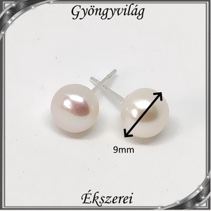 Fülbevalók: igazgyöngy , 925-ös sterling ezüst SFE-IGY02-9d díszdobozban - ékszer - fülbevaló - pötty fülbevaló - Meska.hu
