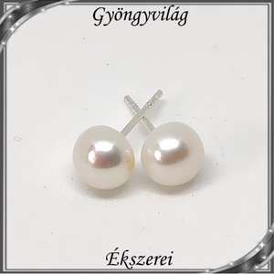 Fülbevalók: igazgyöngy , 925-ös sterling ezüst SFE-IGY02-8 - ékszer - fülbevaló - pötty fülbevaló - Meska.hu