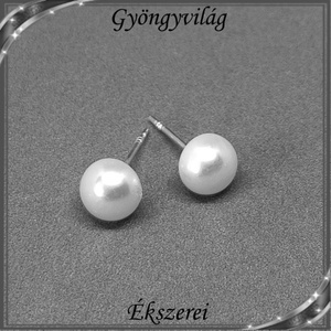 Fülbevalók: igazgyöngy , 925-ös sterling ezüst SFE-IGY02-8 - ékszer - fülbevaló - pötty fülbevaló - Meska.hu