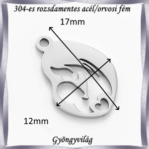 Nemes acél ékszerkellék: medál, caboshon, fityegő NAMCF-05e 1db/cs - kellékek & szerszámok - gyöngyfűzés kellékek - cabochon - Meska.hu
