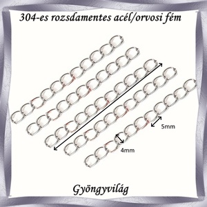 Nemes acél ékszerkellék: lánchosszabbító NALK 01-6-4 5db/csomag - kellékek & szerszámok - ékszerkellék - lánchosszabbító - Meska.hu