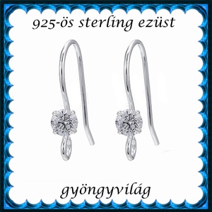 925-ös sterling ezüst ékszerkellék: fülbevaló kapocs, akasztós EFK A 102 clear, Kellékek & szerszámok, Ékszerkellék, Fülbevaló kapocs, Ékszerkészítés, Mindenmás, Ékszerkészítés, MESKA