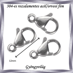 304 Nemes acél ékszerkellék: lánckapocs NALK 03-12 3db/ csomag - kellékek & szerszámok - gyöngyfűzés kellékek - egyéb alkatrész - Meska.hu