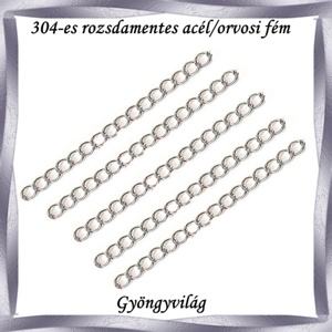 Nemes acél ékszerkellék: lánchosszabbító NALK 01-6-3 5db/csomag, Kellékek & szerszámok, Ékszerkellék, Lánchosszabbító, Ékszerkészítés, Ékszerkészítés, MESKA