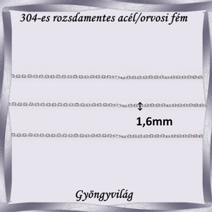 304 Nemes acél ékszerkellék: lánc méterben NALM 04-1,6 - kellékek & szerszámok - ékszerkellék - nyaklánc alap - Meska.hu