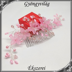 Ékszerek-hajdíszek, hajcsatok: Esküvői, menyasszonyi, alkalmi hajdísz S-H-FÉ10e rózsaszín, Esküvő, Hajdísz, Fésűs hajdísz, Ékszerkészítés, MESKA