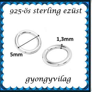 925-ös sterling ezüst ékszerkellék: karika nyitott ESZK NY 5x1,3 mm 2db/csomag - kellékek & szerszámok - gyöngyfűzés kellékek - szerelőkarika - Meska.hu
