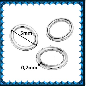 925-ös sterling ezüst ékszerkellék: karika zárt ESZK Z 5x0,7 mm 3db/csomag - kellékek & szerszámok - gyöngyfűzés kellékek - szerelőkarika - Meska.hu