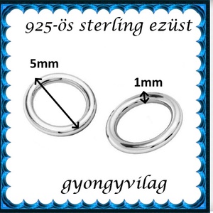 925-ös sterling ezüst ékszerkellék: karika zárt ESZK Z 5x1 mm 2db/cs - kellékek & szerszámok - gyöngyfűzés kellékek - szerelőkarika - Meska.hu