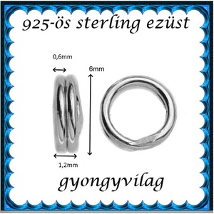 925-ös sterling ezüst ékszerkellék: karika dupla ESZK D 6x0,6  1db/csomag - kellékek & szerszámok - gyöngyfűzés kellékek - egyéb alkatrész - Meska.hu