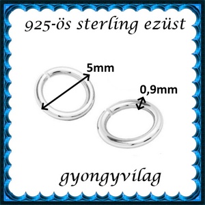 925-ös sterling ezüst ékszerkellék: karika nyitott ESZK NY 5x0,9 mm 2db/csomag - kellékek & szerszámok - gyöngyfűzés kellékek - szerelőkarika - Meska.hu
