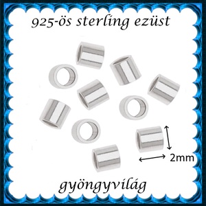 925-ös sterling ezüst ékszerkellék: köztes / gyöngy / dísz  EKÖ 19 2x2mm - kellékek & szerszámok - gyöngyfűzés kellékek - egyéb alkatrész - Meska.hu