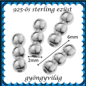 925-ös sterling ezüst ékszerkellék: köztes / gyöngy / dísz  EKÖ 56  4db/cs - kellékek & szerszámok - gyöngyfűzés kellékek - fém köztesek - Meska.hu