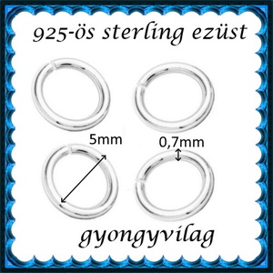 925-ös sterling ezüst ékszerkellék: karika nyitott ESZK NY 5x0,7mm 4db/csomag - kellékek & szerszámok - gyöngyfűzés kellékek - szerelőkarika - Meska.hu