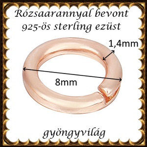 925-ös sterling ezüst ékszerkellék: karika nyitott,zárható ESZK NY-Z 8rg  1db/cs - kellékek & szerszámok - gyöngyfűzés kellékek - szerelőkarika - Meska.hu