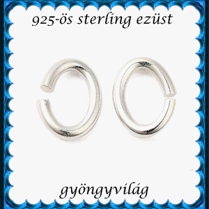 925-ös sterling ezüst ékszerkellék: karika nyitott ovális ESZK NYO 4,5x6x1mm  2db/cs - kellékek & szerszámok - gyöngyfűzés kellékek - szerelőkarika - Meska.hu