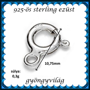 925-ös sterling ezüst ékszerkellék: lánckapocs ELK 1S 12-2-10,75e 1db/csomag - kellékek & szerszámok - gyöngyfűzés kellékek - egyéb alkatrész - Meska.hu